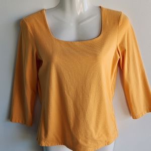 J. Jill Mustard Yellow Squareneck 3/4 sleeves Tee Size XSP